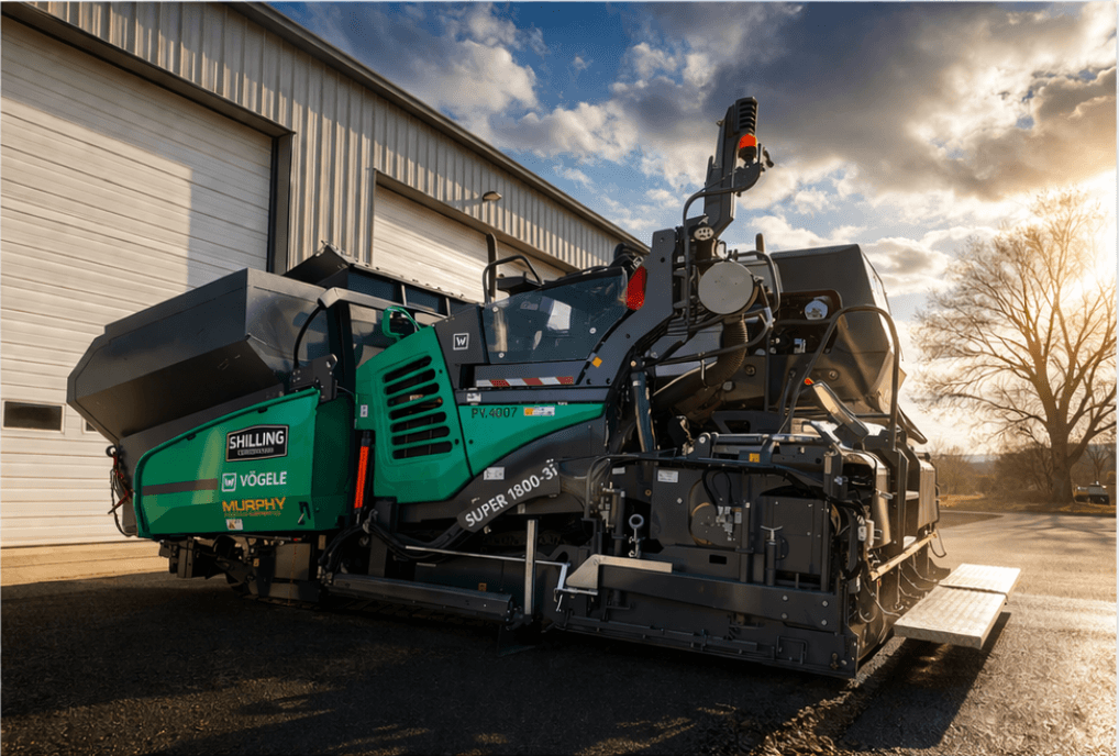 Shilling Construction spray paver at Manhattan, Kansas facility